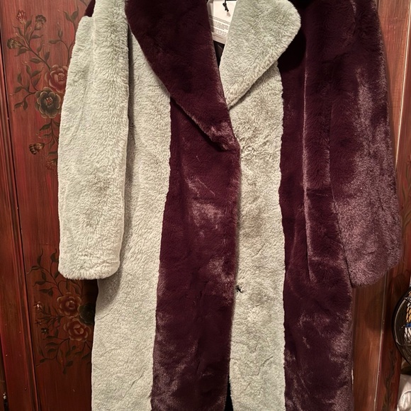 Jakke Katie Striped Coat - Mint Green and Burgundy - Picture 5 of 7